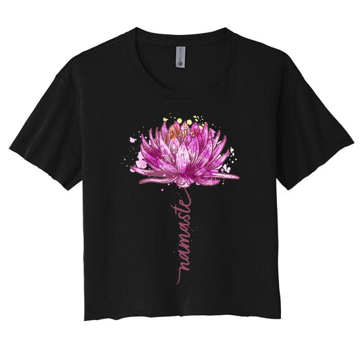 Yoga Namaste Lotus Flower Yoga WaterLily Yoga Women's Crop Top Tee