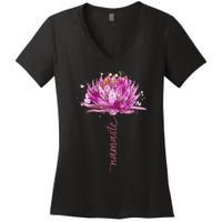 Yoga Namaste Lotus Flower Yoga WaterLily Yoga Women's V-Neck T-Shirt