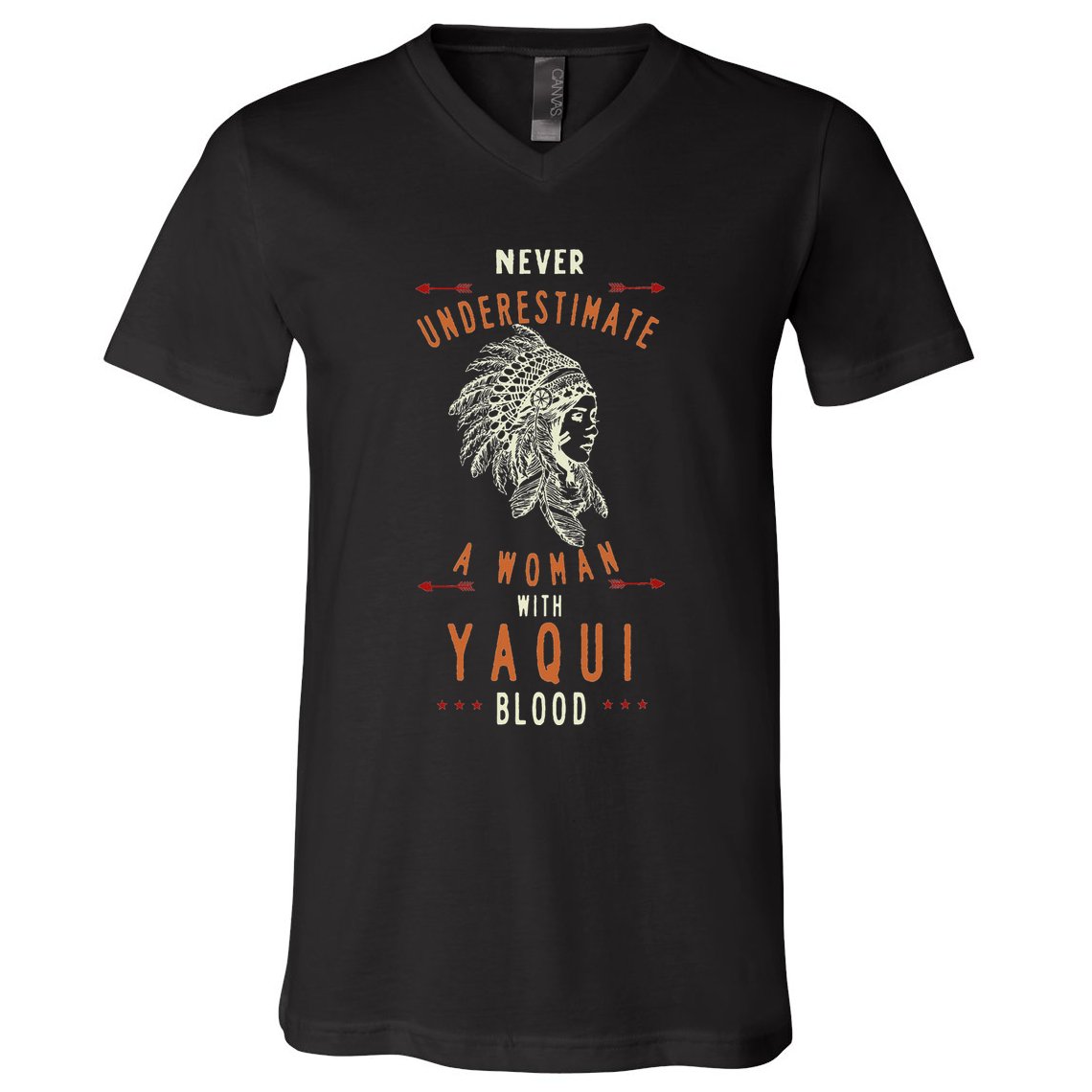 Yaqui Native Mexican Indian Woman Never Underestimate V-Neck T-Shirt