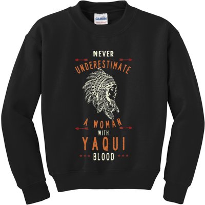 Yaqui Native Mexican Indian Woman Never Underestimate Kids Sweatshirt