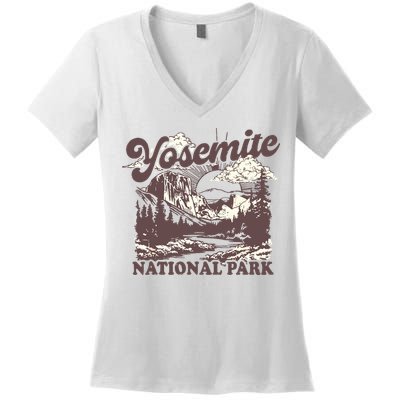 Yosemite National Park California Half Dome Vintage Women's V-Neck T-Shirt