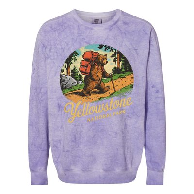 Yellowstone National Park Hiking Bear Vintage Outdoo Hike Colorblast Crewneck Sweatshirt