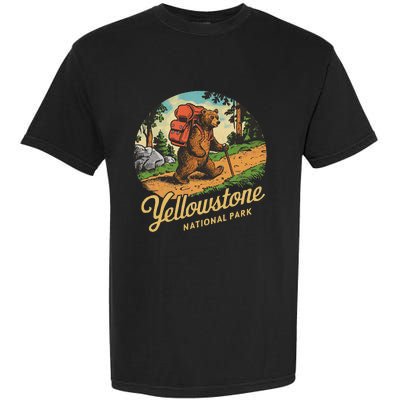 Yellowstone National Park Hiking Bear Vintage Outdoo Hike Garment-Dyed Heavyweight T-Shirt