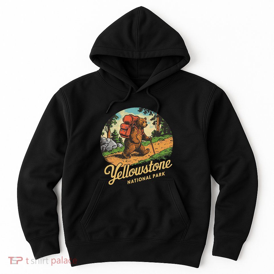 Yellowstone National Park Hiking Bear Vintage Outdoo Hike Hoodie