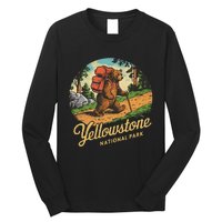 Yellowstone National Park Hiking Bear Vintage Outdoo Hike Long Sleeve Shirt