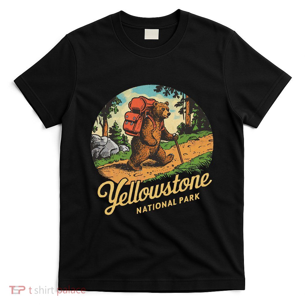 Yellowstone National Park Hiking Bear Vintage Outdoo Hike T-Shirt