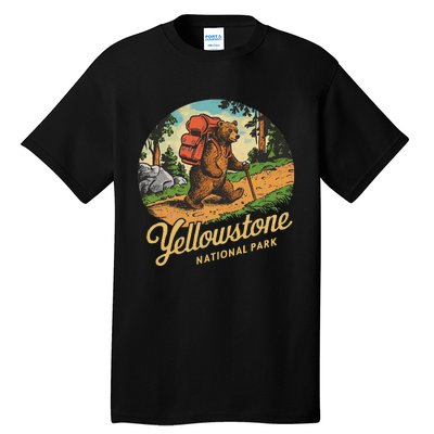 Yellowstone National Park Hiking Bear Vintage Outdoo Hike Tall T-Shirt