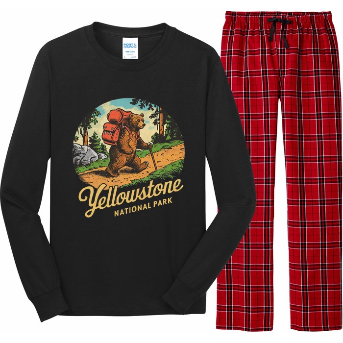 Yellowstone National Park Hiking Bear Vintage Outdoo Hike Long Sleeve Pajama Set