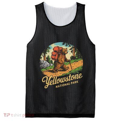 Yellowstone National Park Hiking Bear Vintage Outdoo Hike Mesh Reversible Basketball Jersey Tank