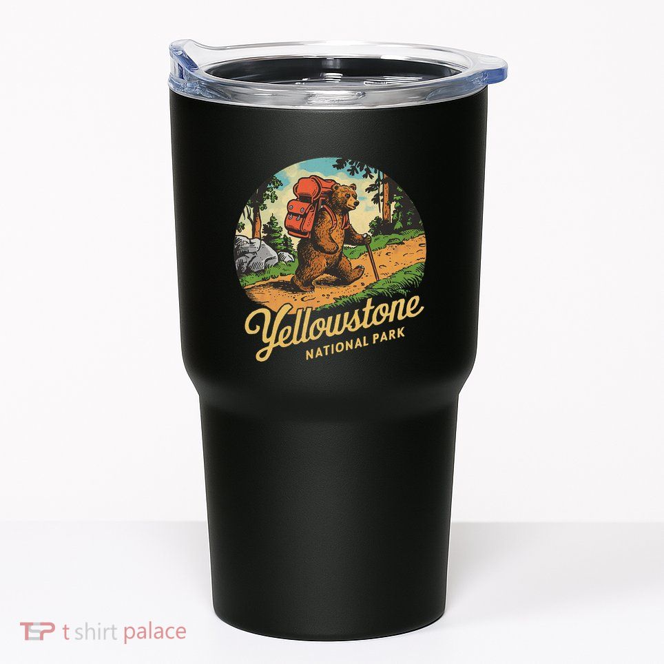 Yellowstone National Park Hiking Bear Vintage Outdoo Hike Tumbler