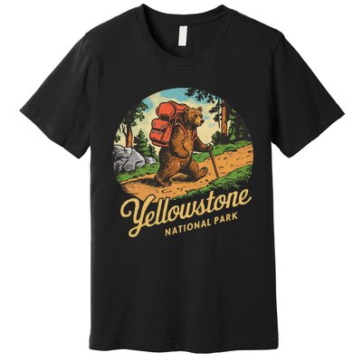 Yellowstone National Park Hiking Bear Vintage Outdoo Hike Premium T-Shirt