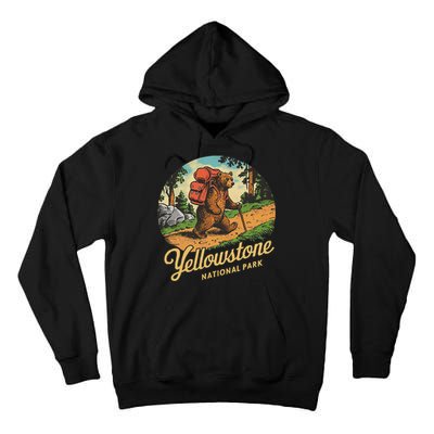 Yellowstone National Park Hiking Bear Vintage Outdoo Hike Tall Hoodie