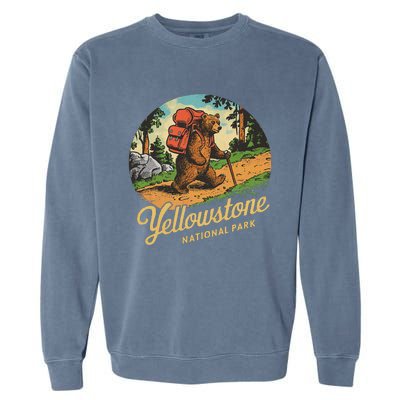 Yellowstone National Park Hiking Bear Vintage Outdoo Hike Garment-Dyed Sweatshirt