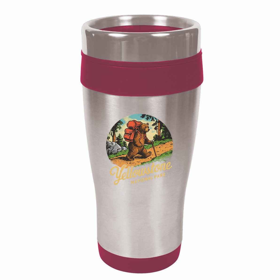 Yellowstone National Park Hiking Bear Vintage Outdoo Hike 16oz Travel Tumbler