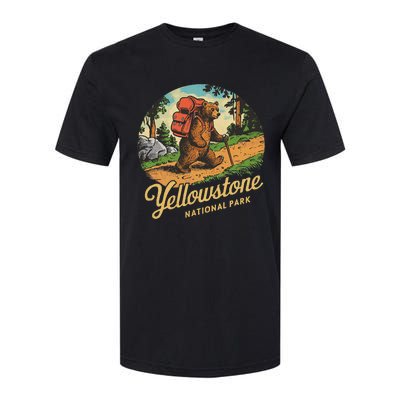 Yellowstone National Park Hiking Bear Vintage Outdoo Hike Softstyle CVC T-Shirt