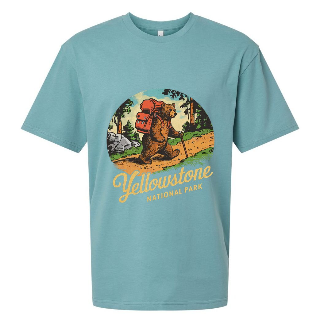 Yellowstone National Park Hiking Bear Vintage Outdoo Hike Sueded Cloud Jersey T-Shirt