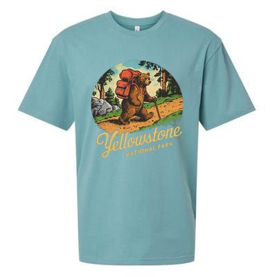 Yellowstone National Park Hiking Bear Vintage Outdoo Hike Sueded Cloud Jersey T-Shirt