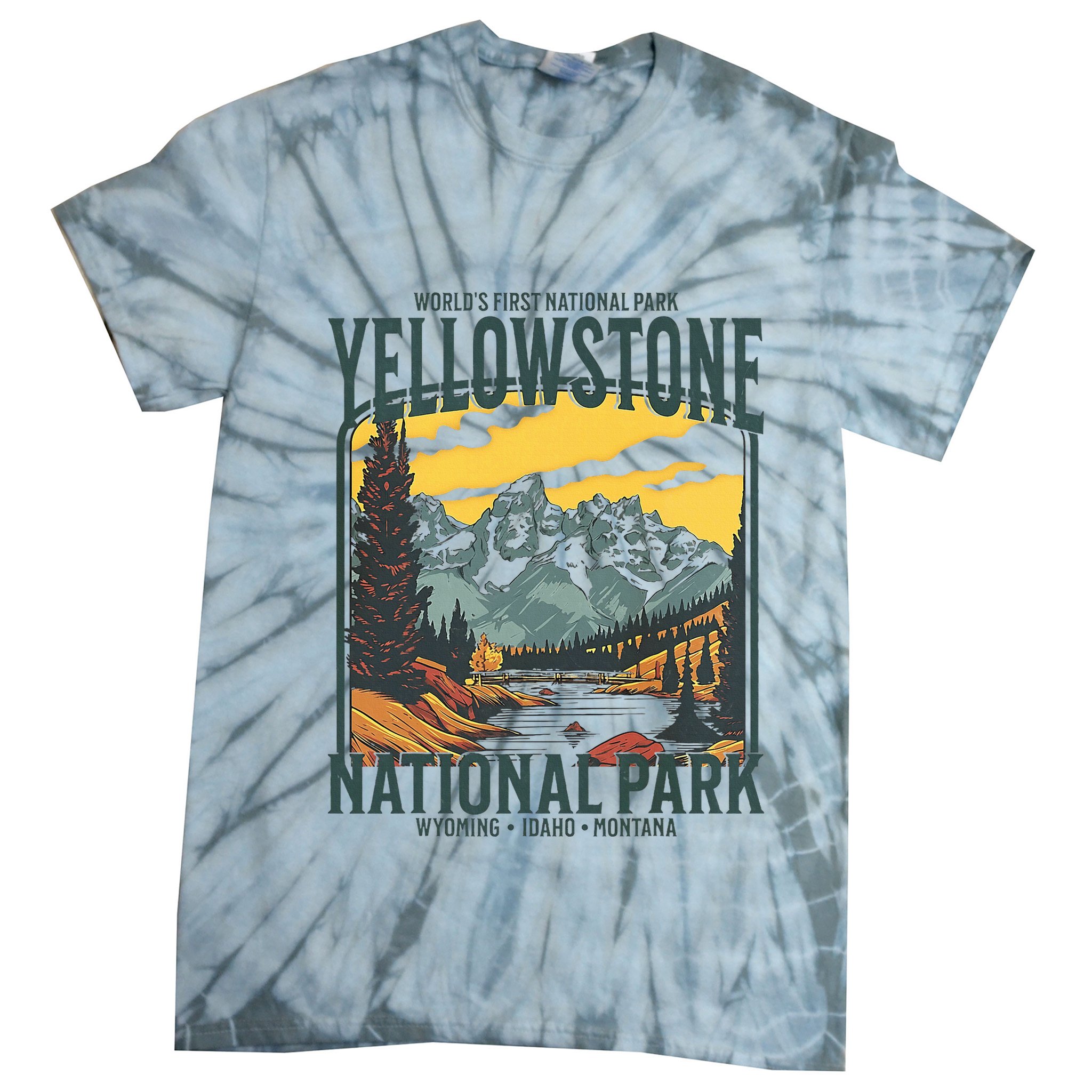Yellowstone National Park Vintage Hiking Tie-Dye T-Shirt