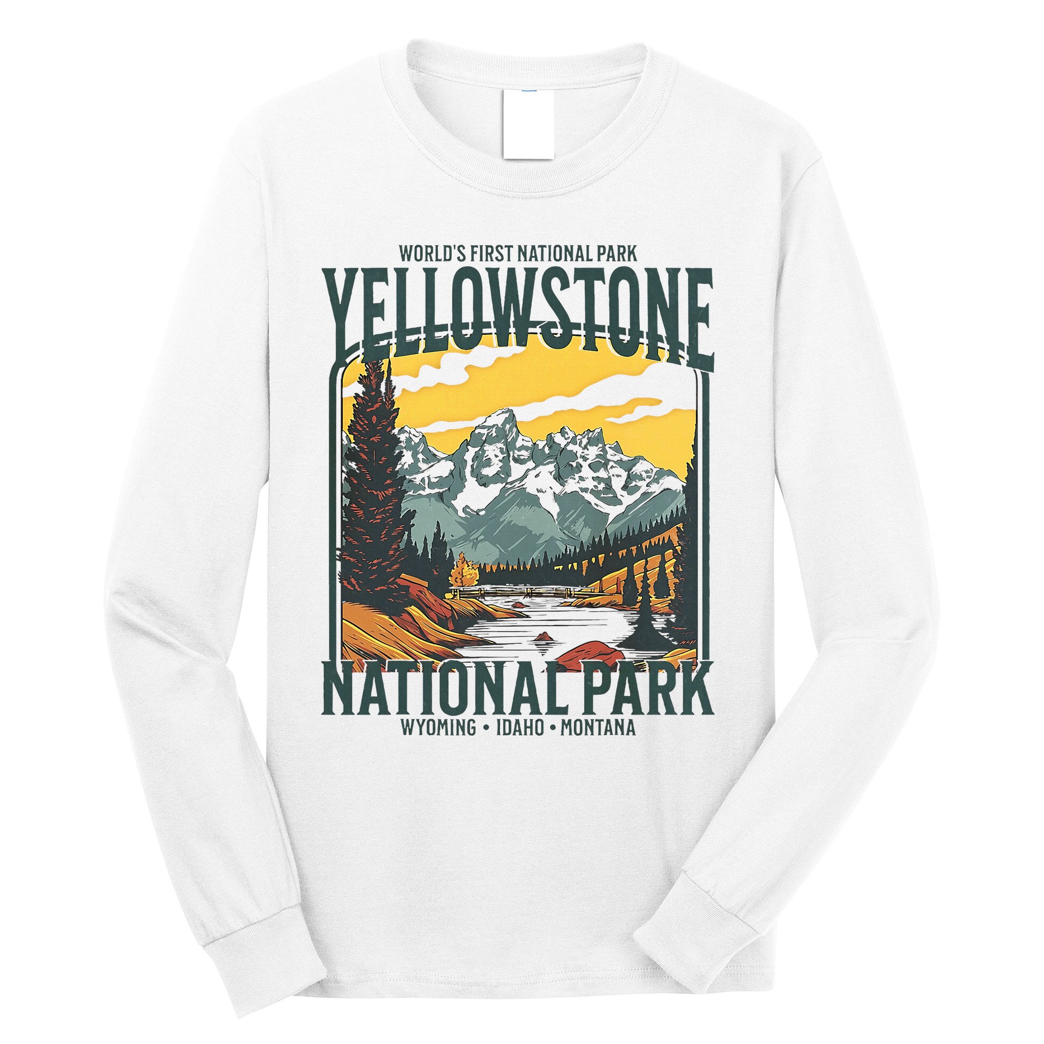 Yellowstone National Park Vintage Hiking Long Sleeve Shirt