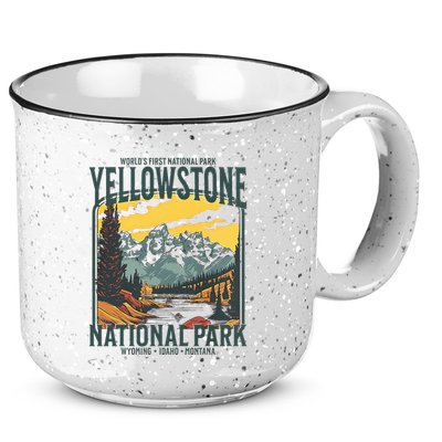 Yellowstone National Park Vintage Hiking 15oz Campfire Ceramic Mug