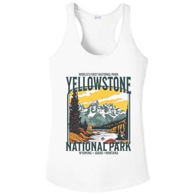 Yellowstone National Park Vintage Hiking Ladies PosiCharge Competitor Racerback Tank