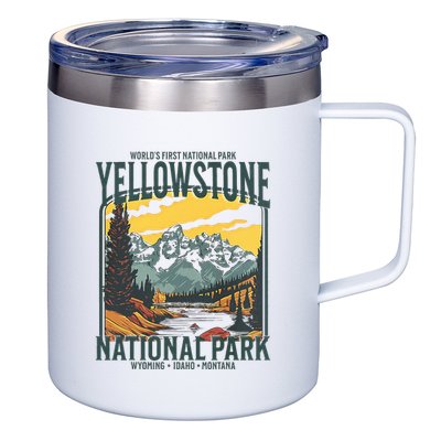 Yellowstone National Park Vintage Hiking 12oz Stainless Steel Coffee Mug