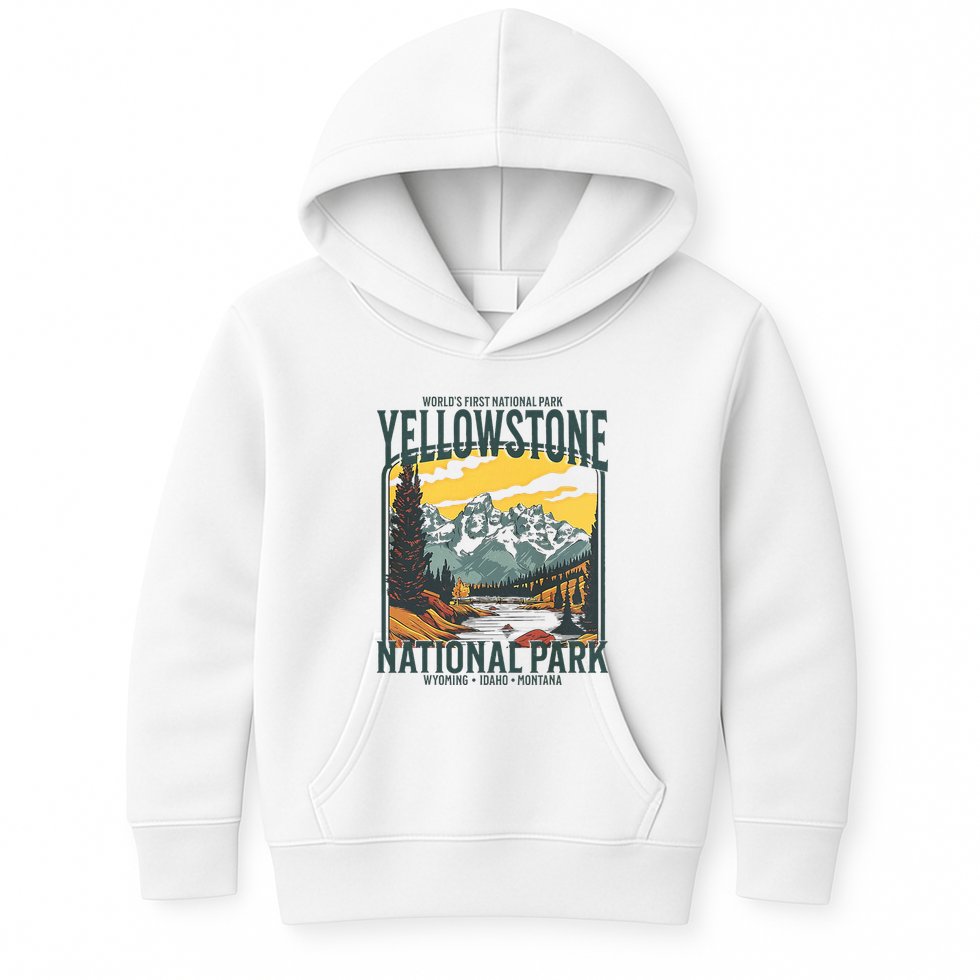 Yellowstone National Park Vintage Hiking Kids Hoodie