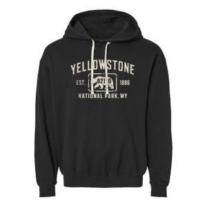 Yellowstone National Park Grizzly Bear Zip Code Wyoming Garment-Dyed Fleece Hoodie