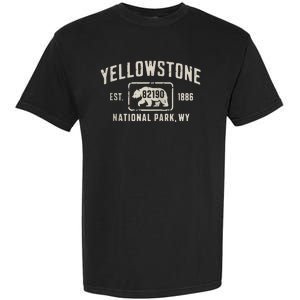 Yellowstone National Park Grizzly Bear Zip Code Wyoming Garment-Dyed Heavyweight T-Shirt