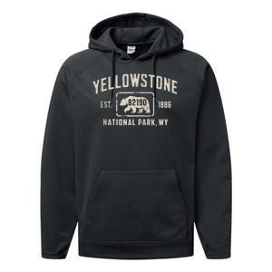 Yellowstone National Park Grizzly Bear Zip Code Wyoming Performance Fleece Hoodie