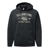 Yellowstone National Park Grizzly Bear Zip Code Wyoming Performance Fleece Hoodie