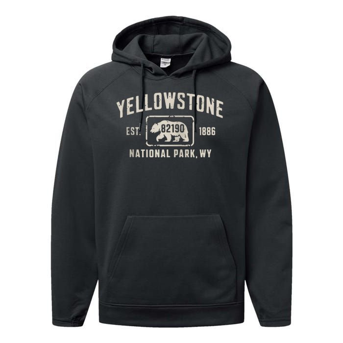 Yellowstone National Park Grizzly Bear Zip Code Wyoming Performance Fleece Hoodie