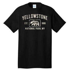 Yellowstone National Park Grizzly Bear Zip Code Wyoming Tall T-Shirt