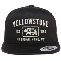 Yellowstone National Park Grizzly Bear Zip Code Wyoming Flat Bill Trucker Hat