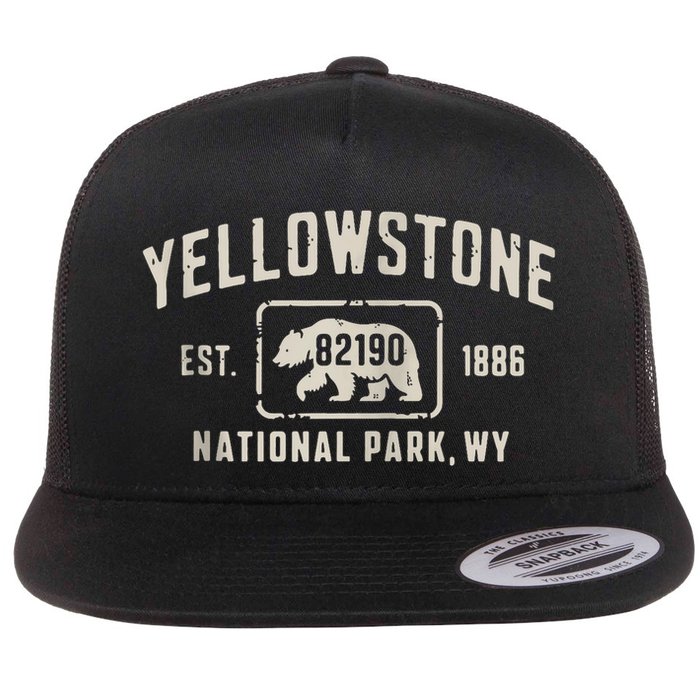 Yellowstone National Park Grizzly Bear Zip Code Wyoming Flat Bill Trucker Hat