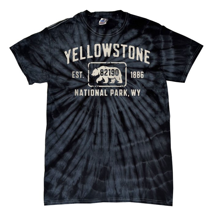 Yellowstone National Park Grizzly Bear Zip Code Wyoming Tie-Dye T-Shirt