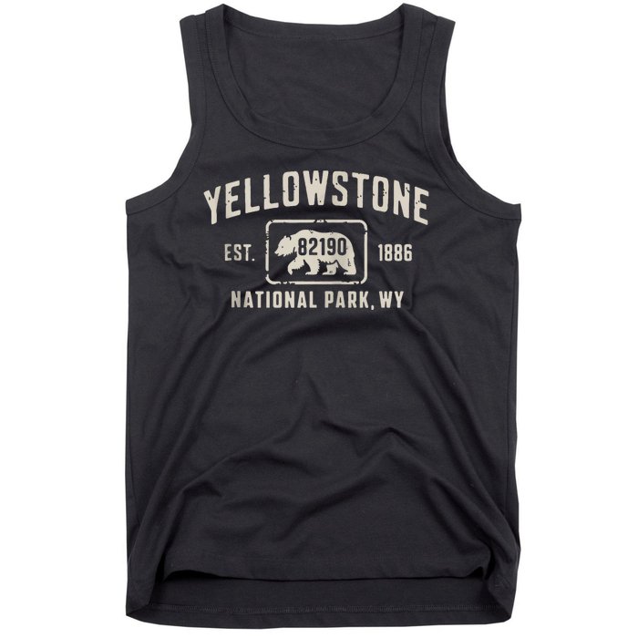 Yellowstone National Park Grizzly Bear Zip Code Wyoming Tank Top