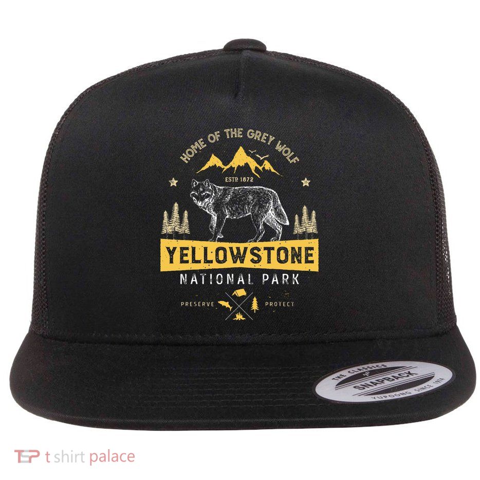 Yellowstone National Park Us Wolf Vintage Flatbill Hat