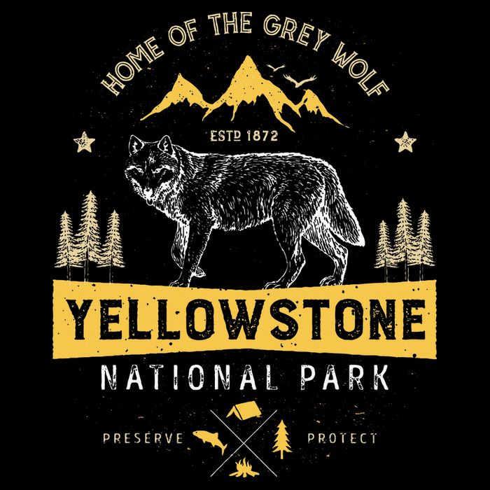 Yellowstone National Park Us Wolf Vintage Baby Bodysuit