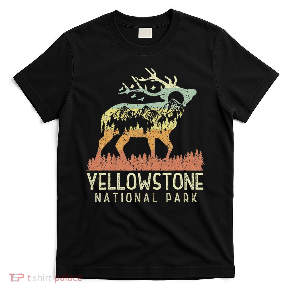 Yellowstone National Park Retro Vintage Mountain Elk Gift T-Shirt