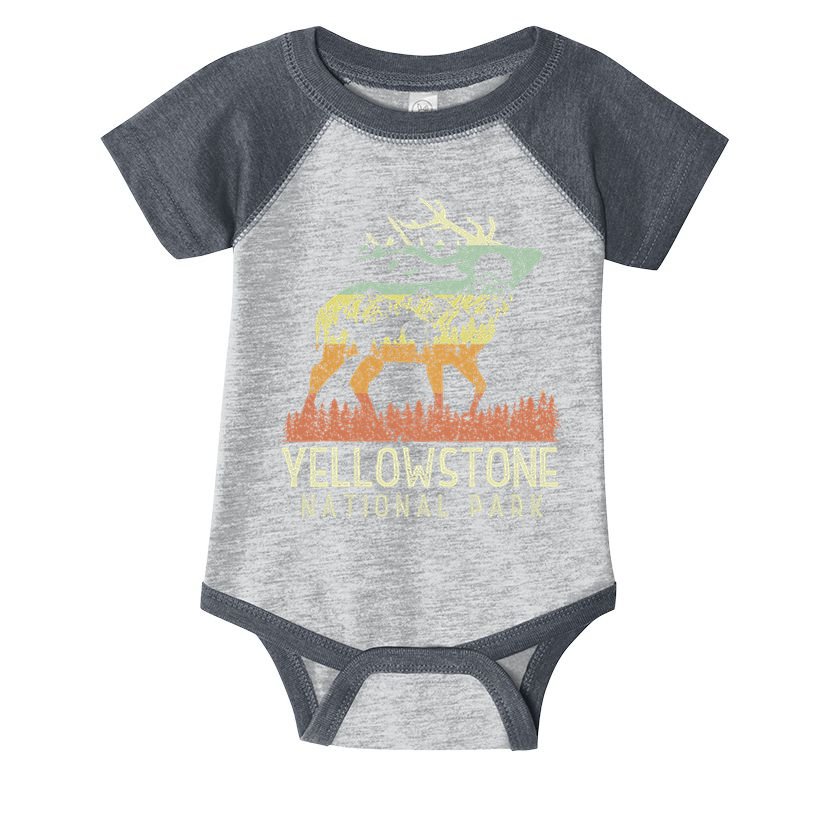 Yellowstone National Park Retro Vintage Mountain Elk Gift Infant Baby Jersey Bodysuit