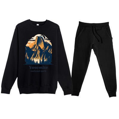 Yosemite National Park California Half Dome Landscape Premium Crewneck Sweatsuit Set