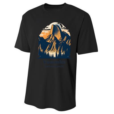 Yosemite National Park California Half Dome Landscape Performance Sprint T-Shirt