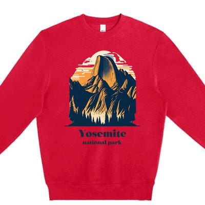 Yosemite National Park California Half Dome Landscape Premium Crewneck Sweatshirt