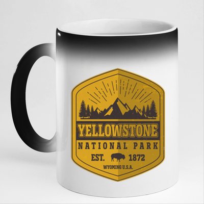 Yellowstone National Park Est 1872 Wyoming USA Gold Emblem 11oz Black Color Changing Mug