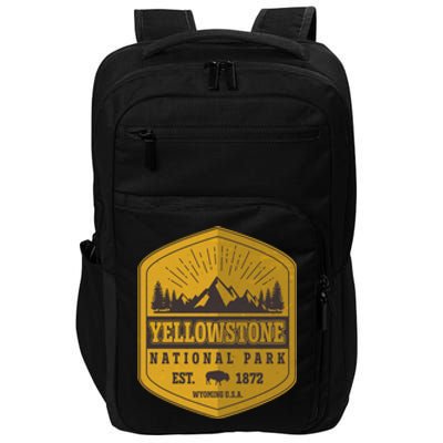 Yellowstone National Park Est 1872 Wyoming USA Gold Emblem Impact Tech Backpack