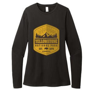 Yellowstone National Park Est 1872 Wyoming USA Gold Emblem Womens CVC Long Sleeve Shirt