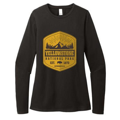 Yellowstone National Park Est 1872 Wyoming USA Gold Emblem Womens CVC Long Sleeve Shirt