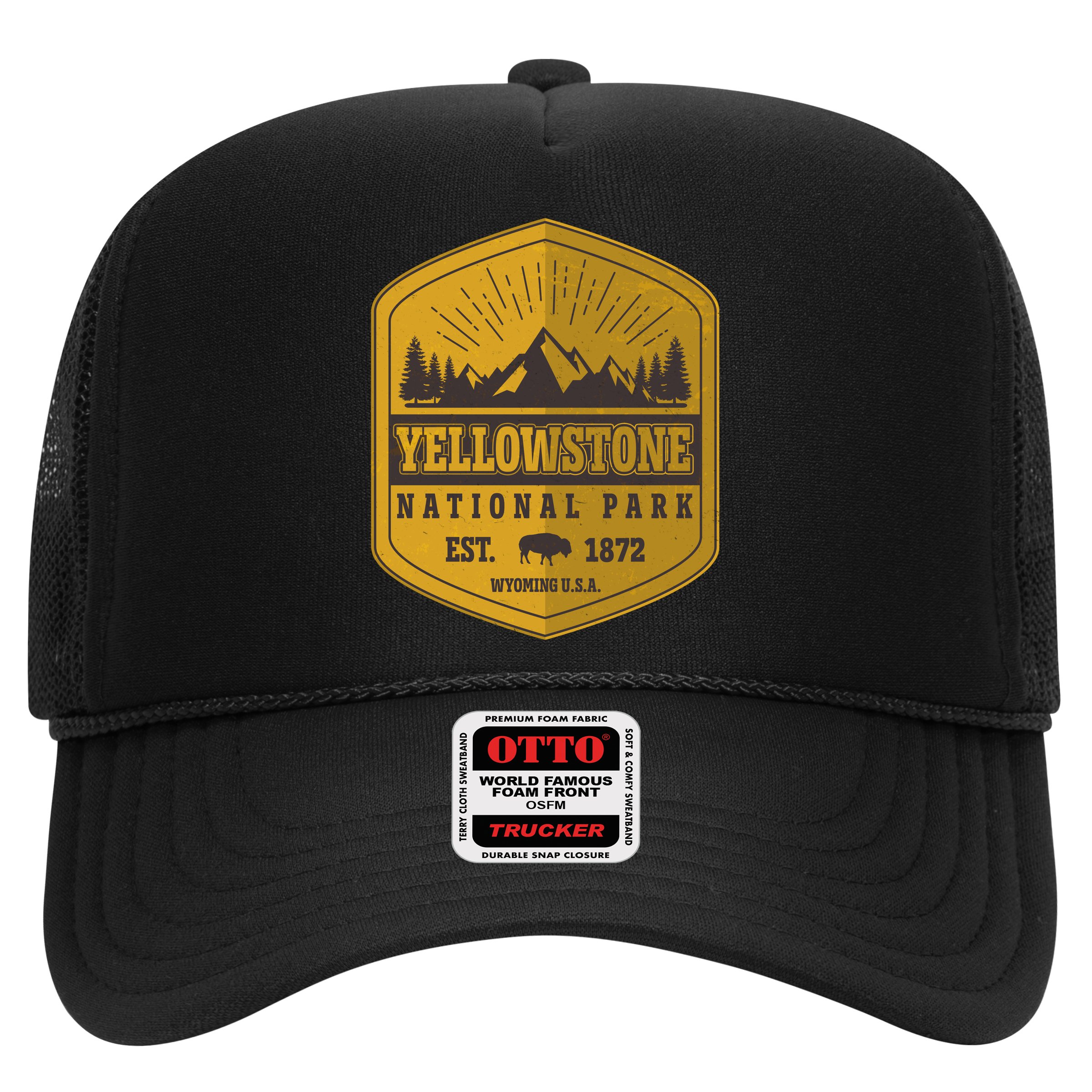 Yellowstone National Park Est 1872 Wyoming USA Gold Emblem Hat