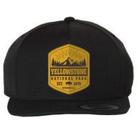 Yellowstone National Park Est 1872 Wyoming USA Gold Emblem Wool Snapback Cap